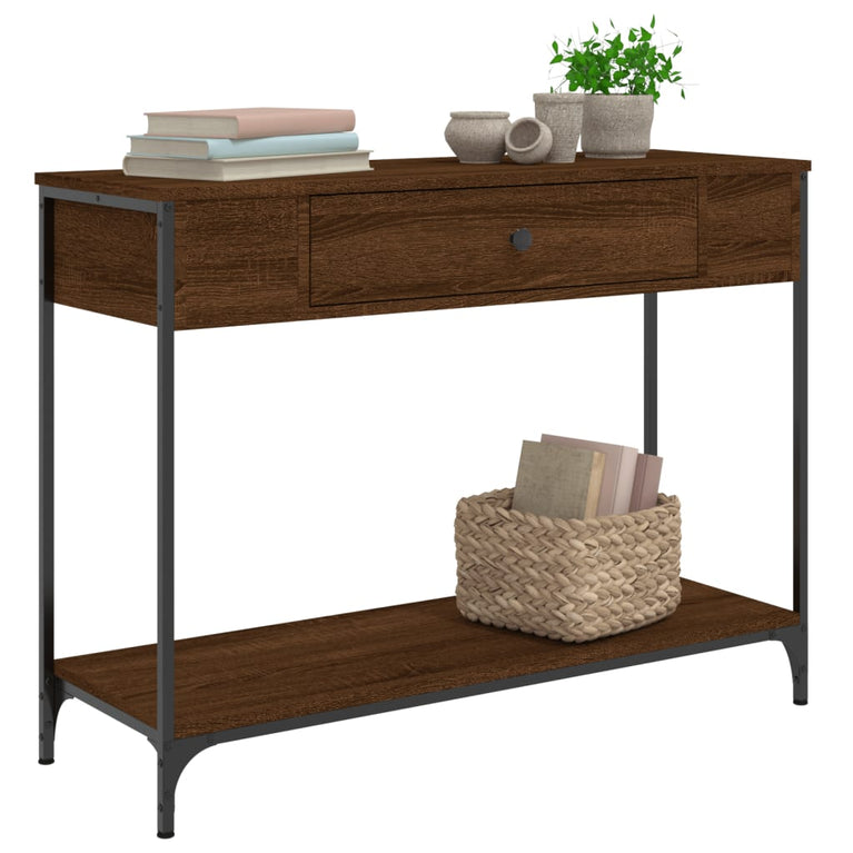 Wandtafel 100x34,5x75 cm bewerkt hout bruin eikenkleur MeubelReus