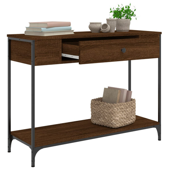 Wandtafel 100x34,5x75 cm bewerkt hout bruin eikenkleur MeubelReus