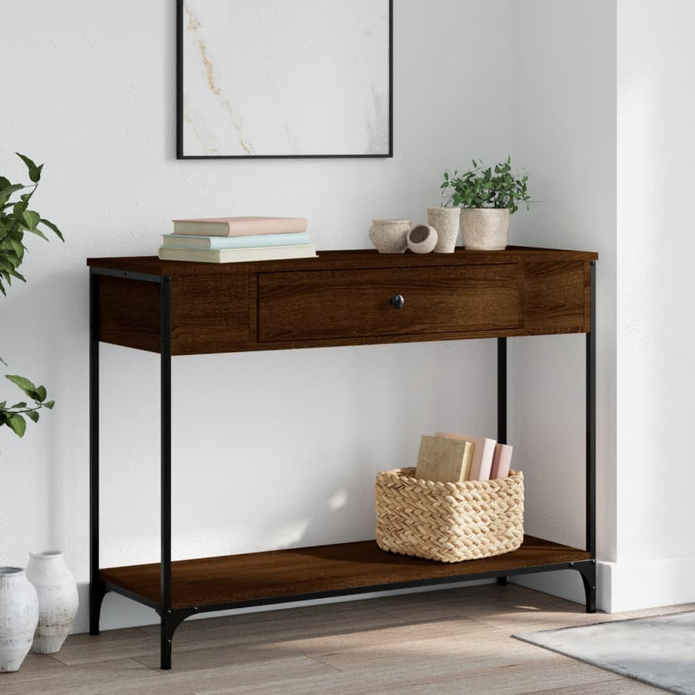 Wandtafel 100x34,5x75 cm bewerkt hout bruin eikenkleur MeubelReus