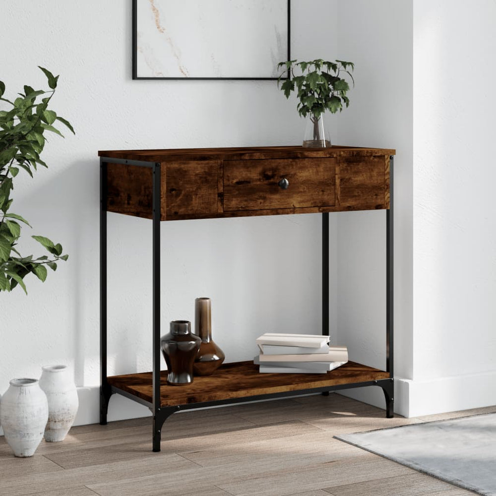Wandtafel 75x34,5x75 cm bewerkt hout gerookt eikenkleurig MeubelReus