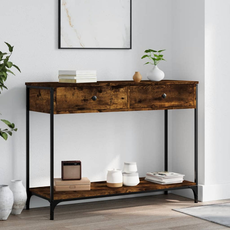 Wandtafel 100x34,5x75 cm bewerkt hout gerookt eikenkleurig MeubelReus