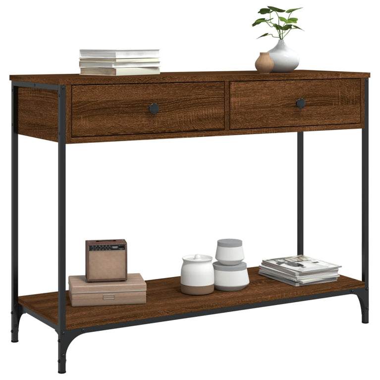 Wandtafel 100x34,5x75 cm bewerkt hout bruin eikenkleur MeubelReus