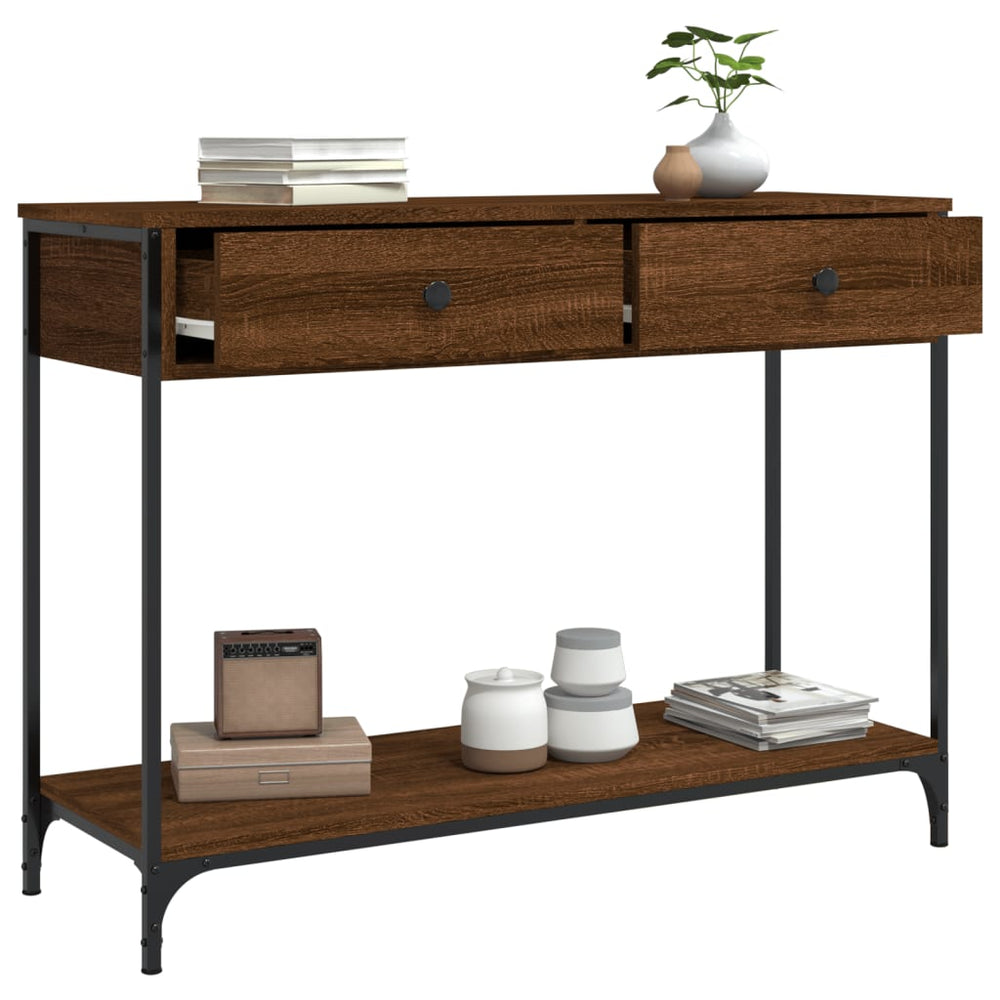 Wandtafel 100x34,5x75 cm bewerkt hout bruin eikenkleur MeubelReus