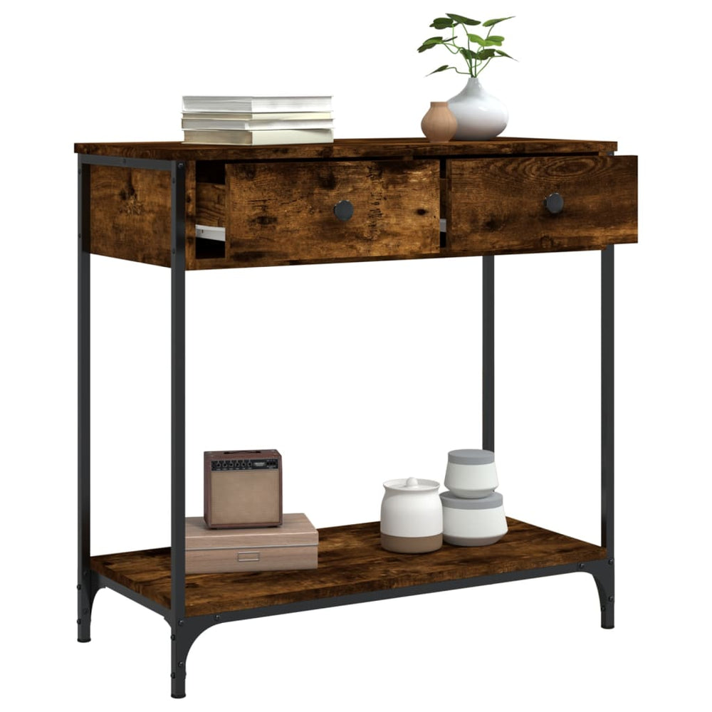 Wandtafel 75x34,5x75 cm bewerkt hout gerookt eikenkleurig MeubelReus