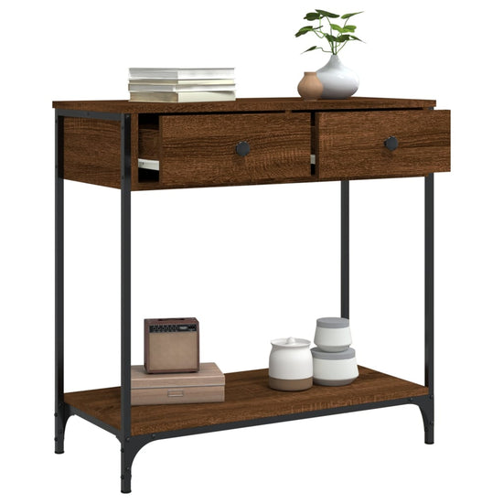 Wandtafel 75x34,5x75 cm bewerkt hout bruin eikenkleur MeubelReus