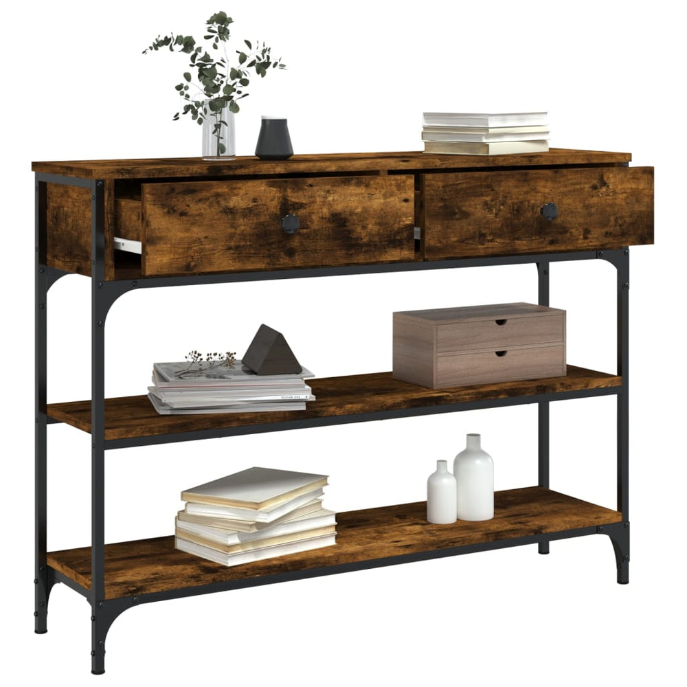 Wandtafel 100x25x75 cm bewerkt hout gerookt eikenkleurig MeubelReus