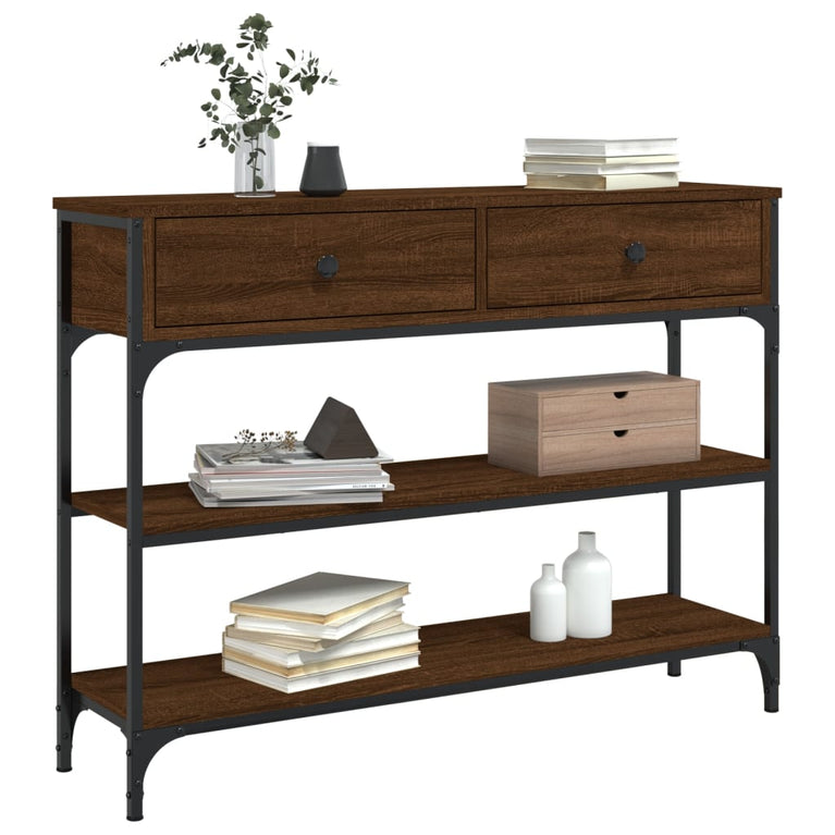Wandtafel 100x25x75 cm bewerkt hout bruin eikenkleur MeubelReus