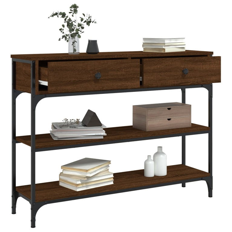 Wandtafel 100x25x75 cm bewerkt hout bruin eikenkleur MeubelReus