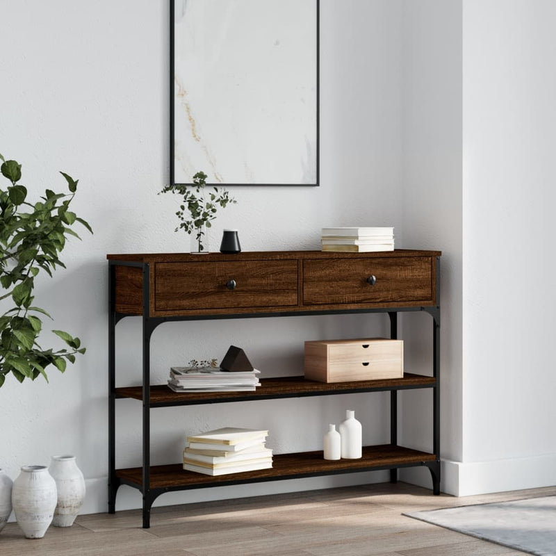 Wandtafel 100x25x75 cm bewerkt hout bruin eikenkleur MeubelReus