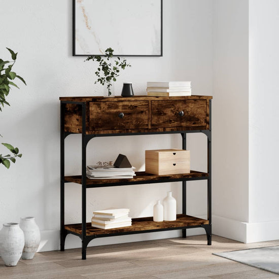 Wandtafel 72,5x25x75 cm bewerkt hout gerookt eikenkleurig MeubelReus