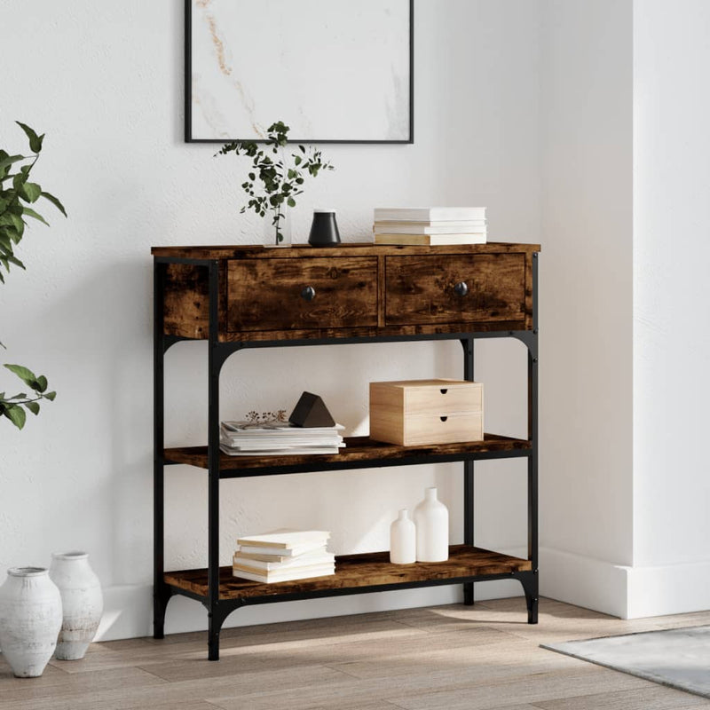 Wandtafel 72,5x25x75 cm bewerkt hout gerookt eikenkleurig MeubelReus