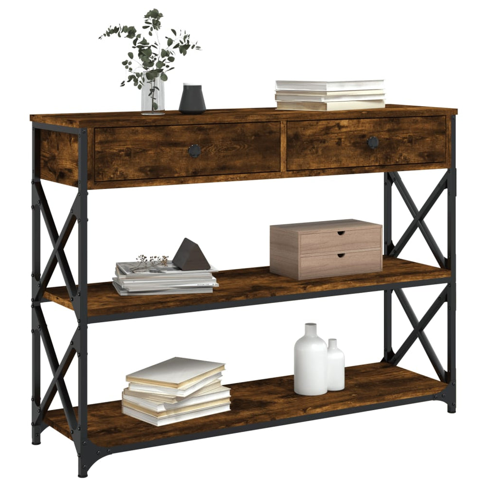Wandtafel 100x28x75 cm bewerkt hout gerookt eikenkleurig MeubelReus