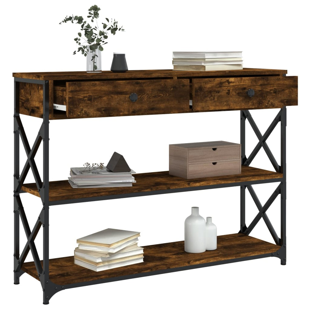 Wandtafel 100x28x75 cm bewerkt hout gerookt eikenkleurig MeubelReus