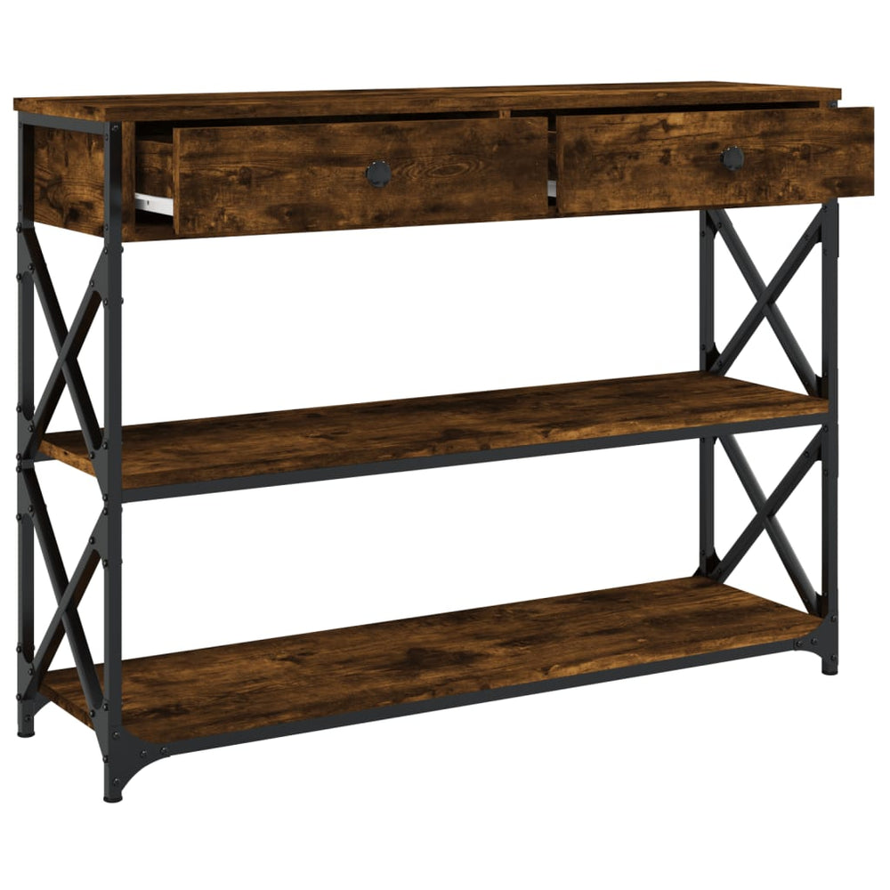 Wandtafel 100x28x75 cm bewerkt hout gerookt eikenkleurig MeubelReus