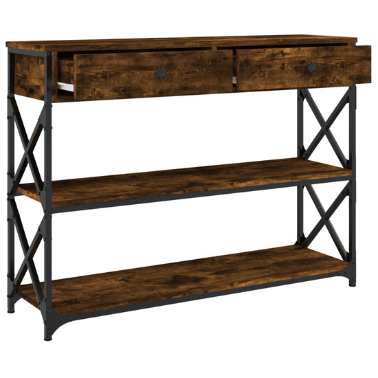 Wandtafel 100x28x75 cm bewerkt hout gerookt eikenkleurig MeubelReus