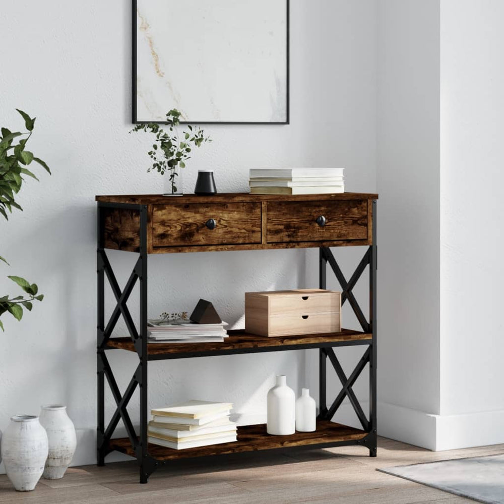 Wandtafel 75x28x75 cm bewerkt hout gerookt eikenkleurig MeubelReus