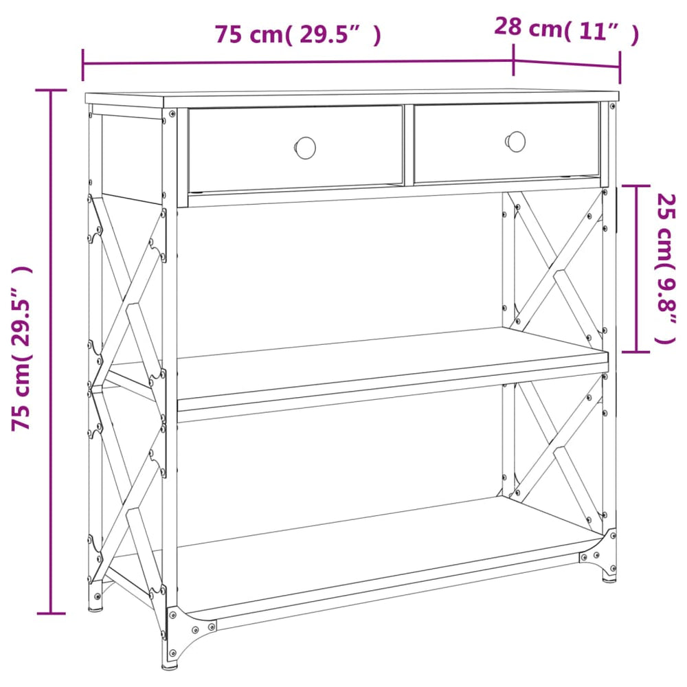 Wandtafel 75x28x75 cm bewerkt hout bruin eikenkleur MeubelReus