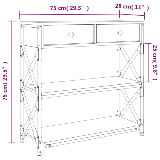 Wandtafel 75x28x75 cm bewerkt hout bruin eikenkleur MeubelReus
