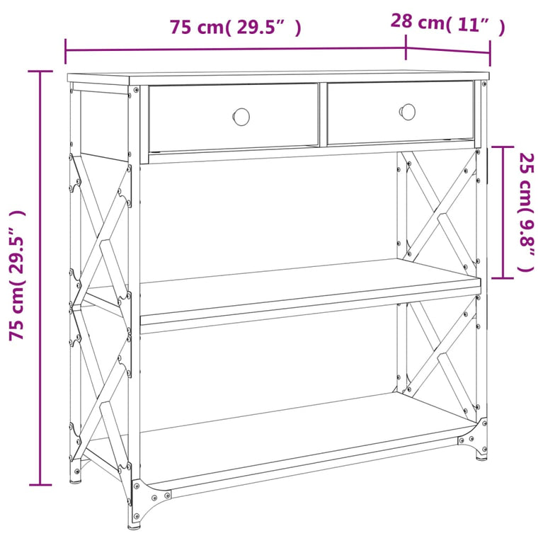 Wandtafel 75x28x75 cm bewerkt hout bruin eikenkleur MeubelReus