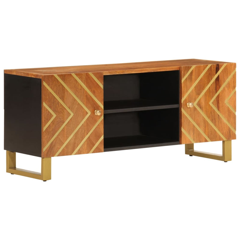 Tv-meubel 105x33,5x46 cm massief mangohout bruin en zwart MeubelReus