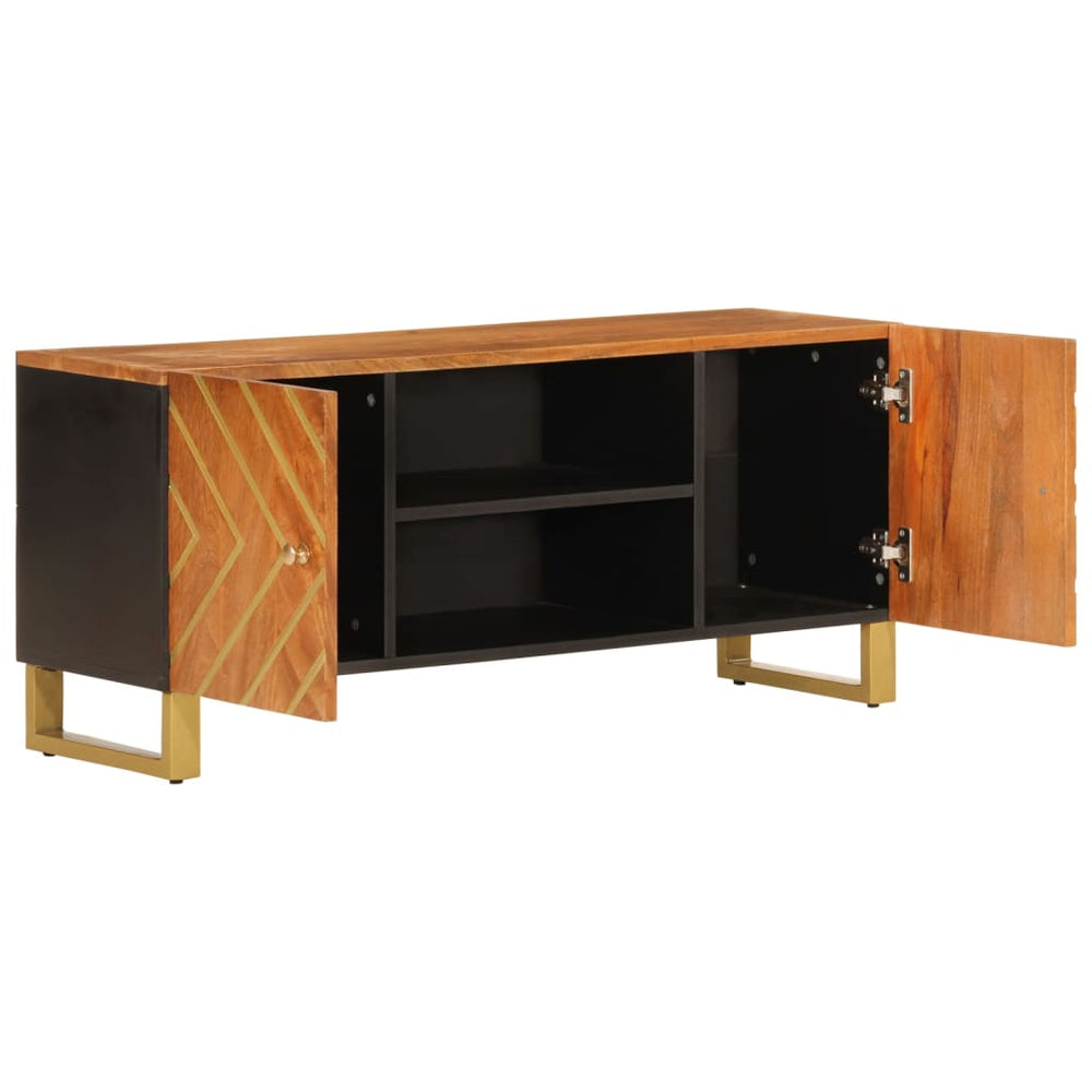 Tv-meubel 105x33,5x46 cm massief mangohout bruin en zwart MeubelReus