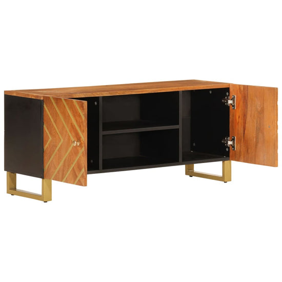 Tv-meubel 105x33,5x46 cm massief mangohout bruin en zwart MeubelReus