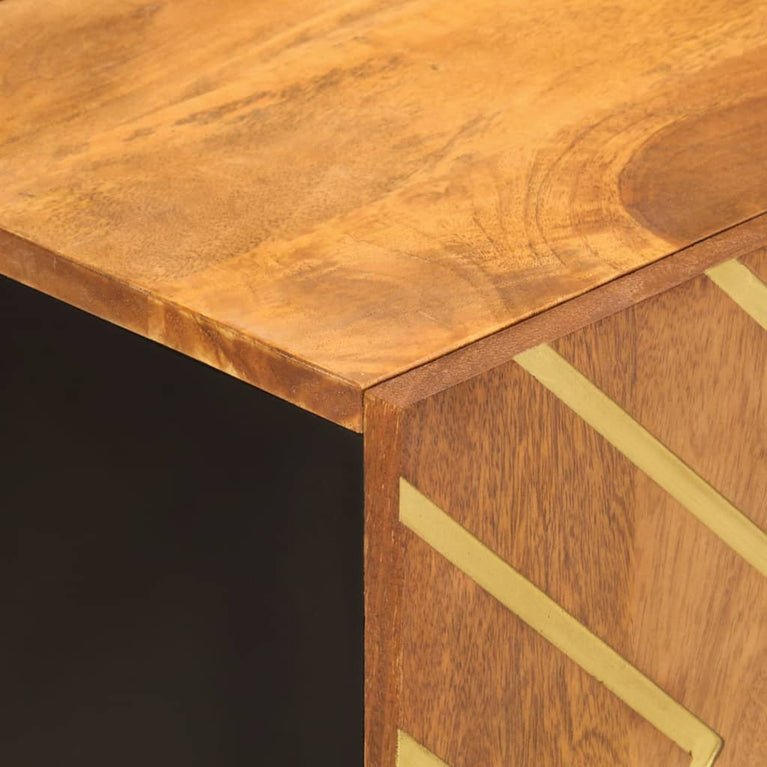 Tv-meubel 105x33,5x46 cm massief mangohout bruin en zwart MeubelReus