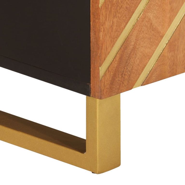 Tv-meubel 105x33,5x46 cm massief mangohout bruin en zwart MeubelReus