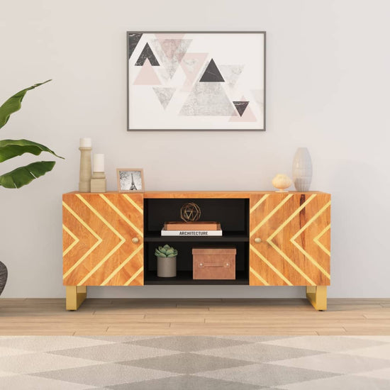 Tv-meubel 105x33,5x46 cm massief mangohout bruin en zwart MeubelReus