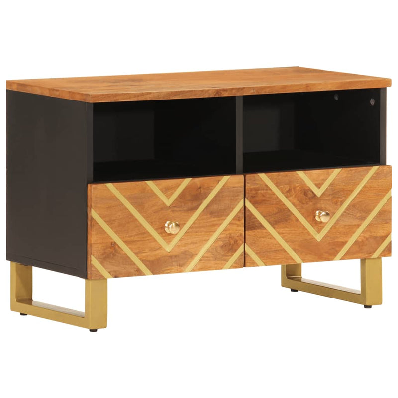 Tv-meubel 70x33,5x46 cm massief mangohout bruin en zwart MeubelReus