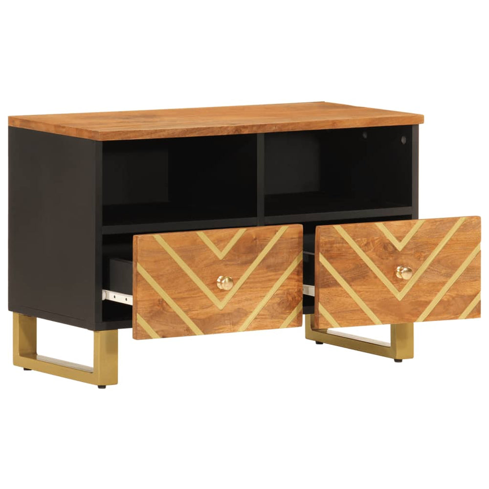 Tv-meubel 70x33,5x46 cm massief mangohout bruin en zwart MeubelReus