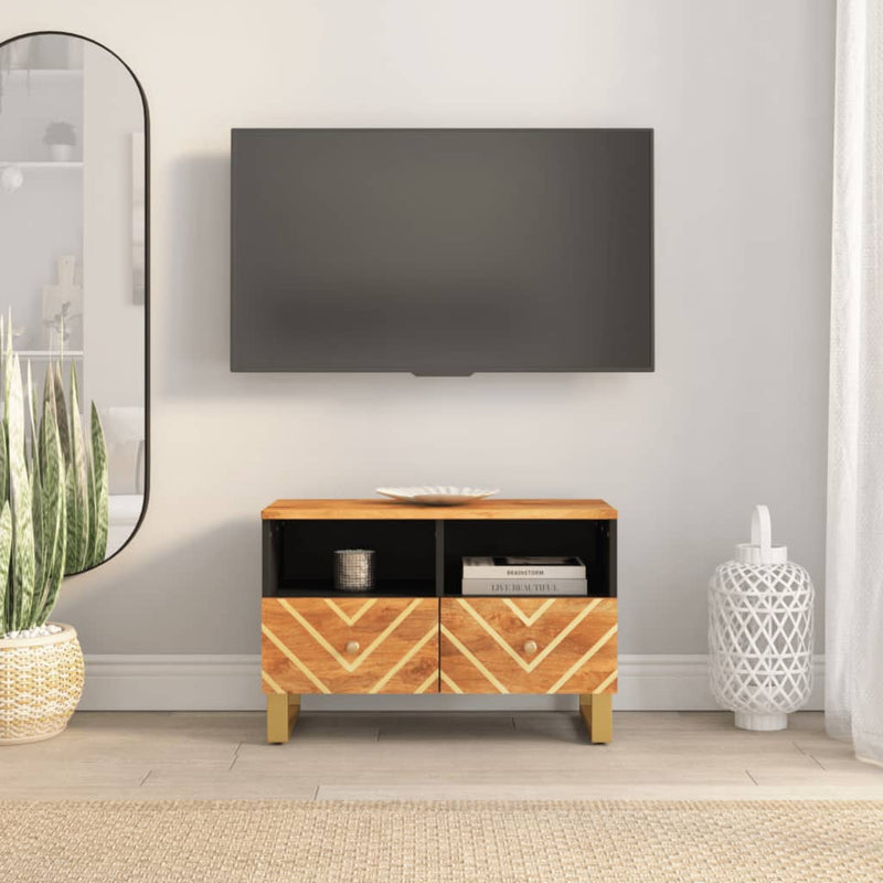 Tv-meubel 70x33,5x46 cm massief mangohout bruin en zwart MeubelReus