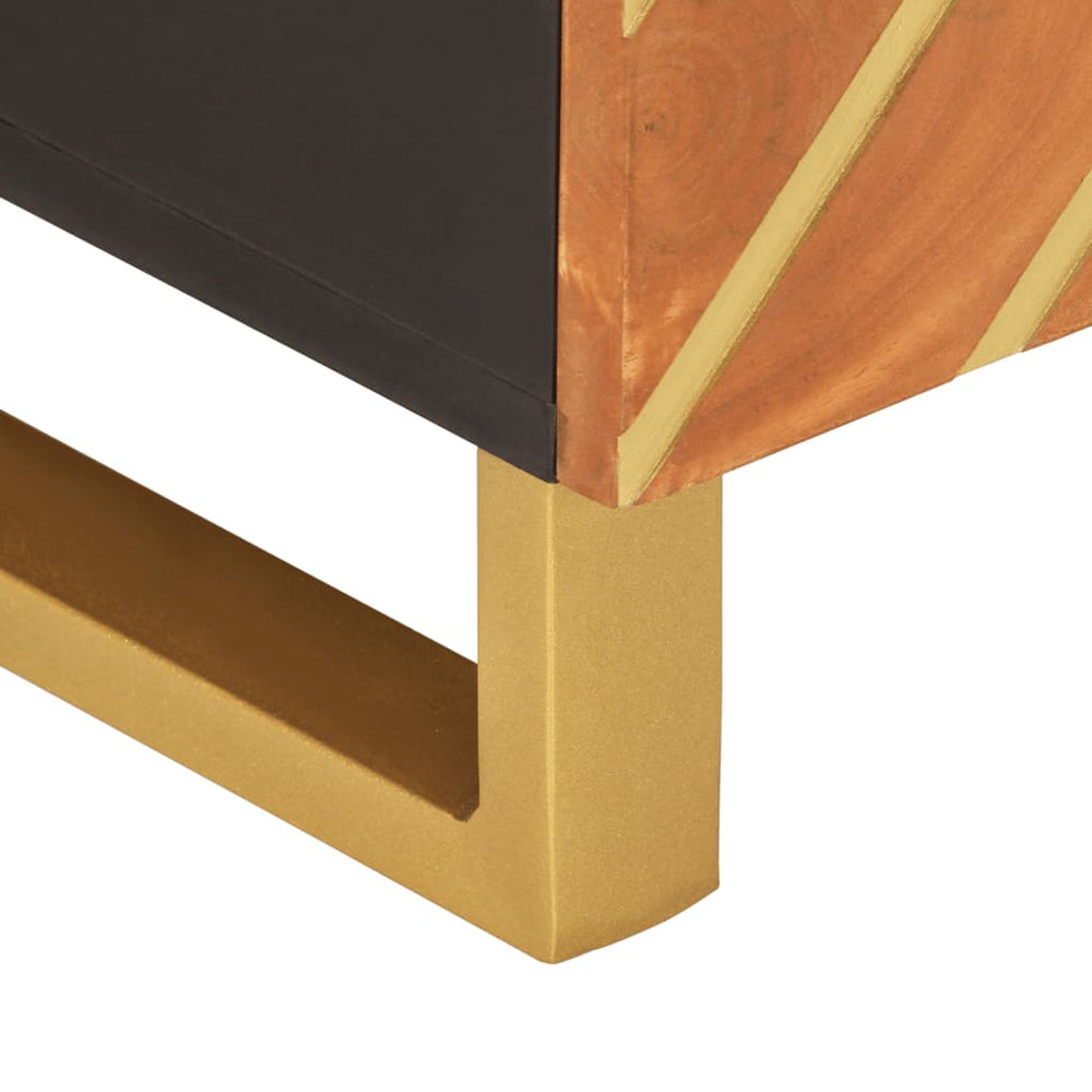 Salontafel 80x50x40 cm massief mangohout bruin en zwart MeubelReus