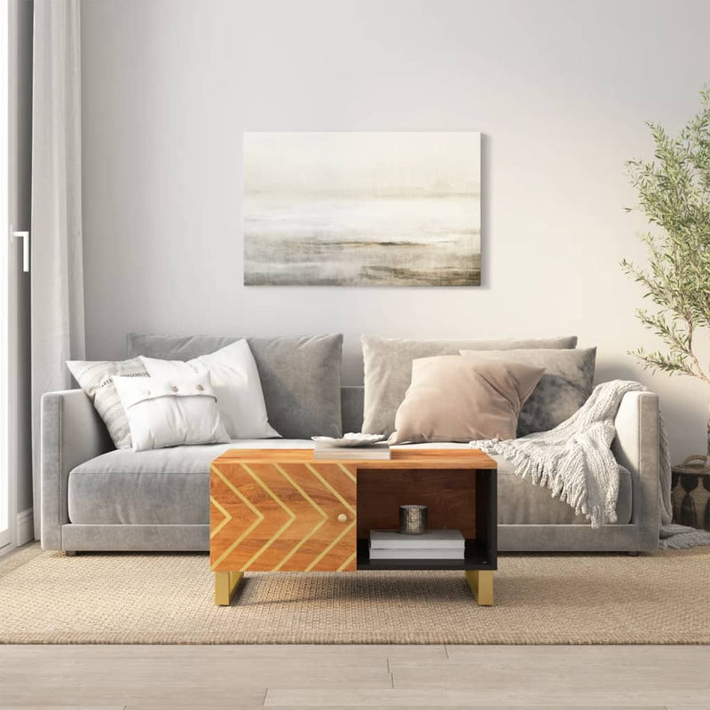 Salontafel 80x50x40 cm massief mangohout bruin en zwart MeubelReus