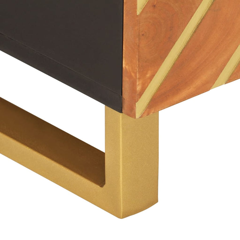 Salontafel 80x50x40 cm massief mangohout bruin en zwart MeubelReus