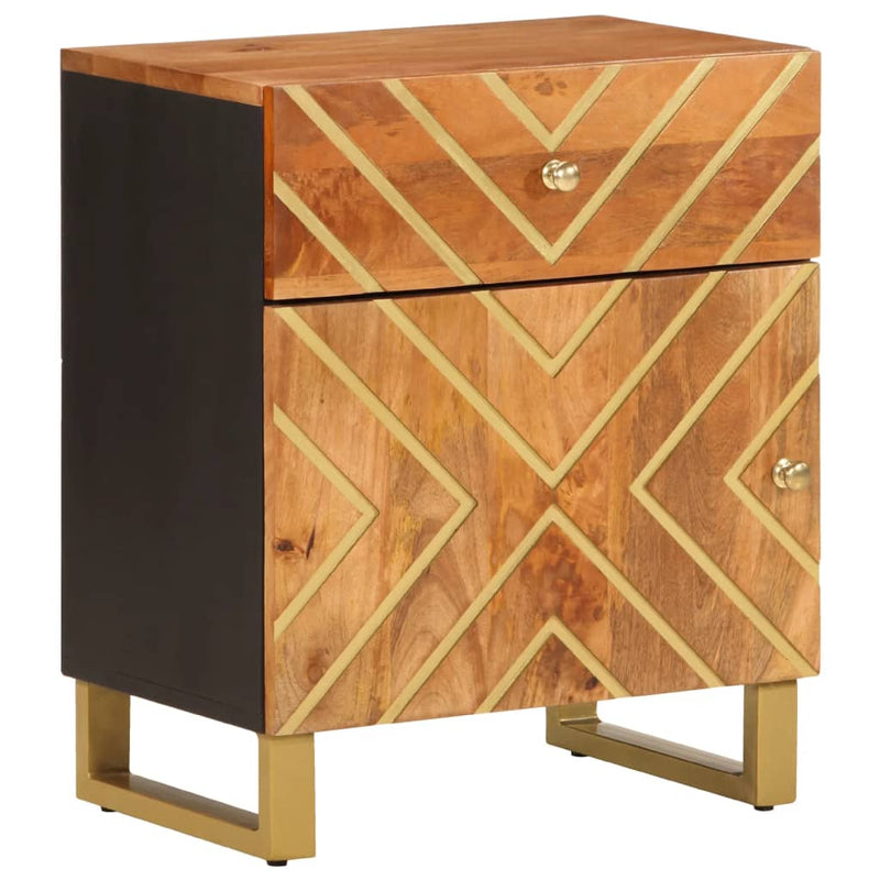 Nachtkastje 50x33x60 cm massief mangohout bruin en zwart MeubelReus