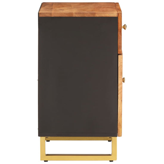 Nachtkastje 50x33x60 cm massief mangohout bruin en zwart MeubelReus