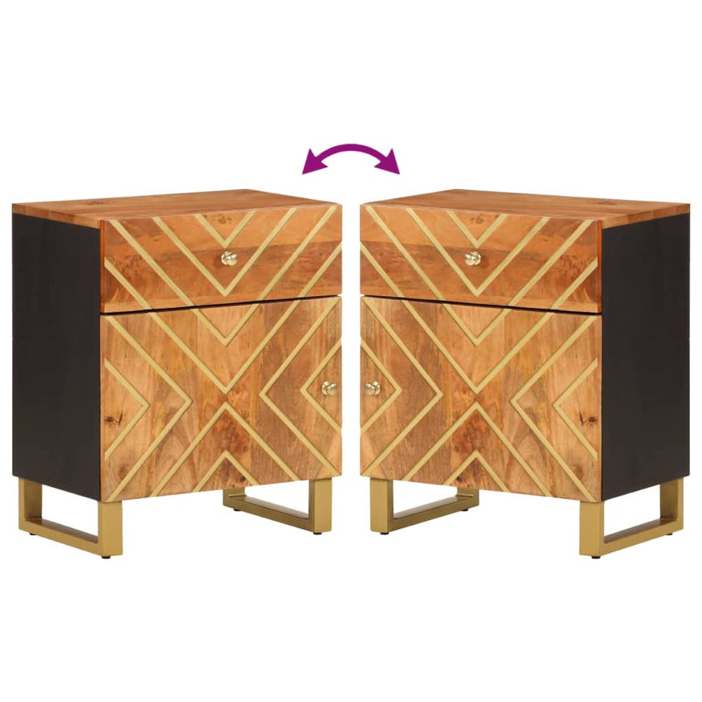 Nachtkastje 50x33x60 cm massief mangohout bruin en zwart MeubelReus