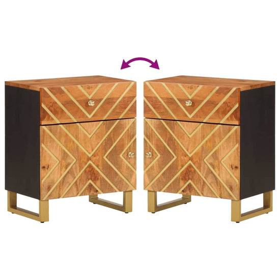 Nachtkastje 50x33x60 cm massief mangohout bruin en zwart MeubelReus