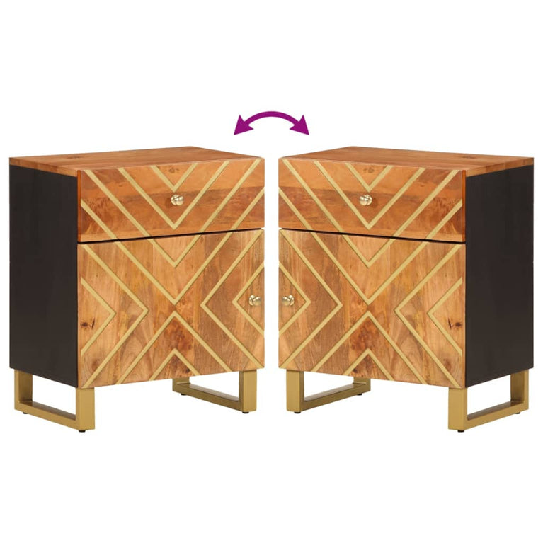 Nachtkastje 50x33x60 cm massief mangohout bruin en zwart MeubelReus