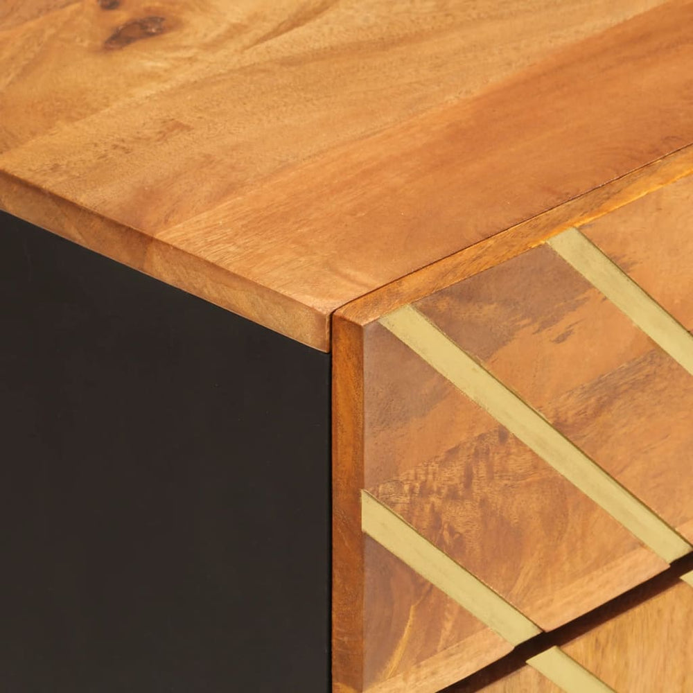 Nachtkastje 50x33x60 cm massief mangohout bruin en zwart MeubelReus
