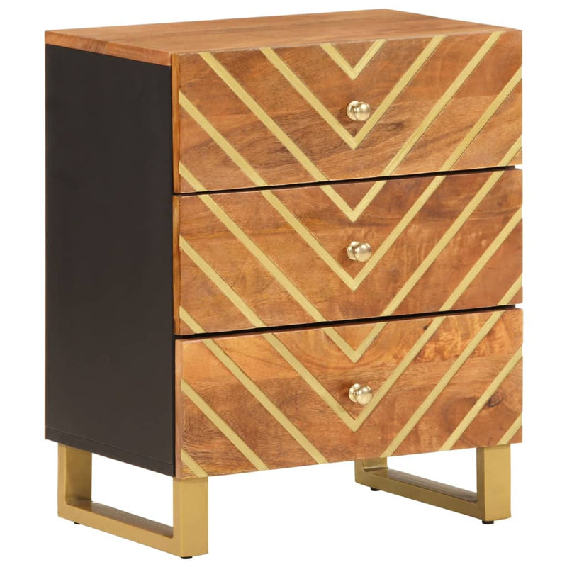 Nachtkastje 50x33x60 cm massief mangohout bruin en zwart MeubelReus