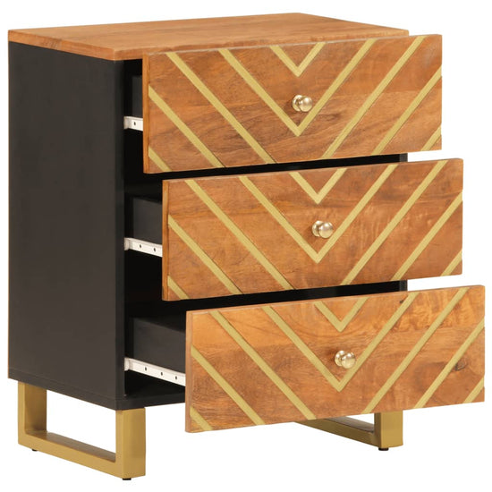 Nachtkastje 50x33x60 cm massief mangohout bruin en zwart MeubelReus