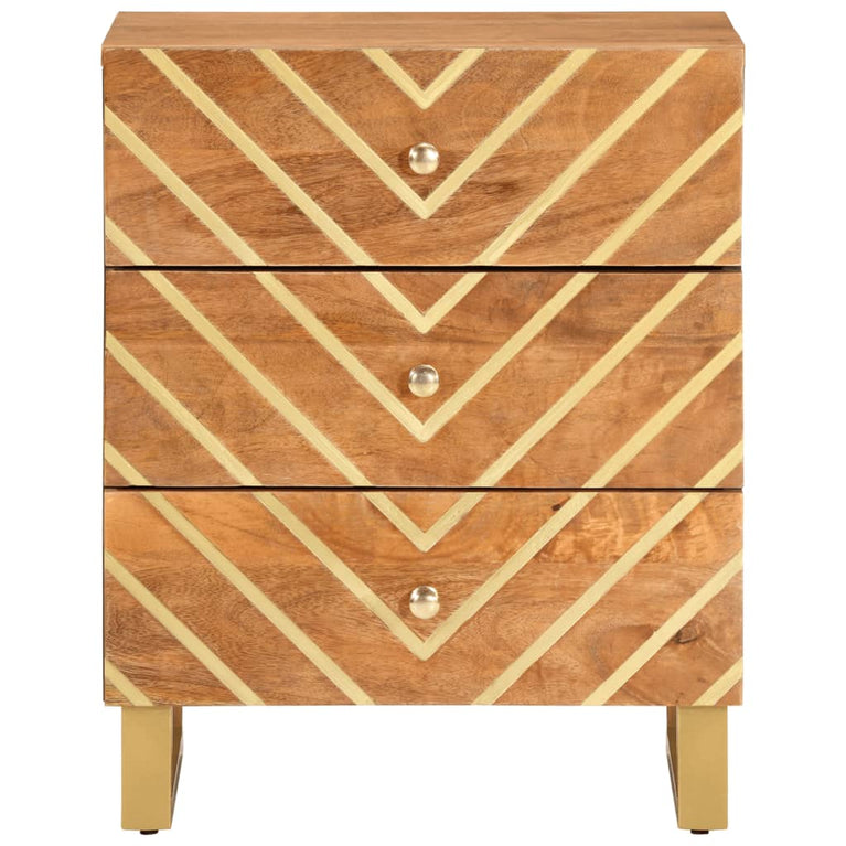 Nachtkastje 50x33x60 cm massief mangohout bruin en zwart MeubelReus