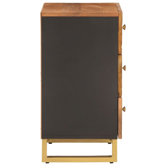 Nachtkastje 50x33x60 cm massief mangohout bruin en zwart MeubelReus