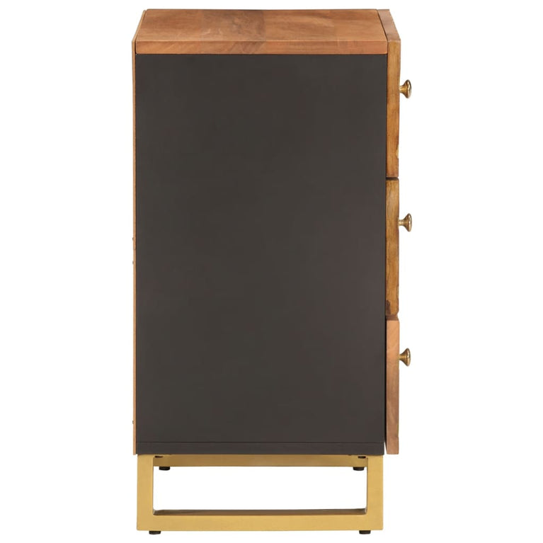 Nachtkastje 50x33x60 cm massief mangohout bruin en zwart MeubelReus