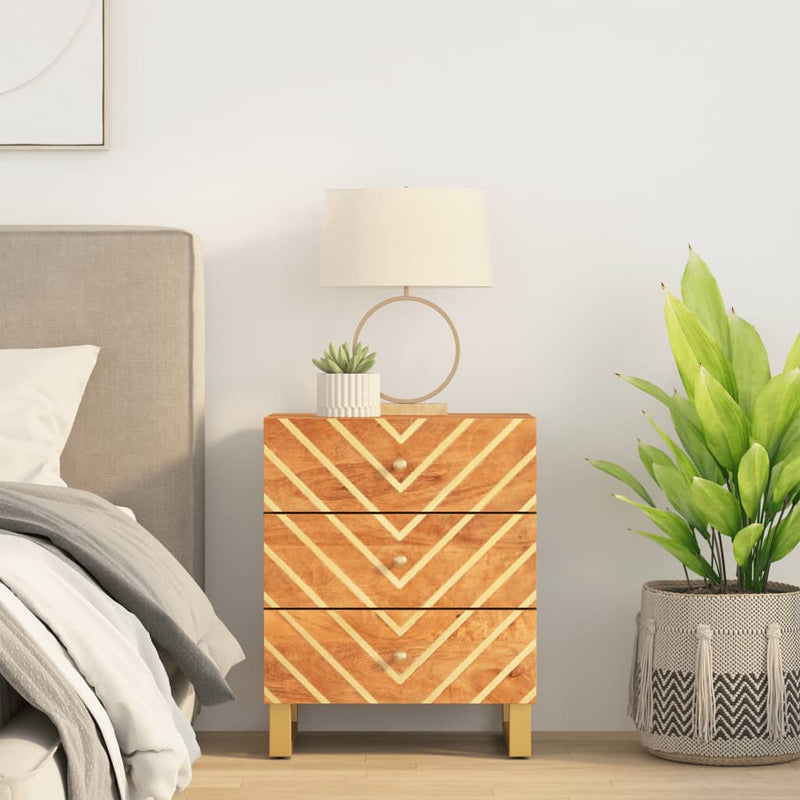 Nachtkastje 50x33x60 cm massief mangohout bruin en zwart MeubelReus