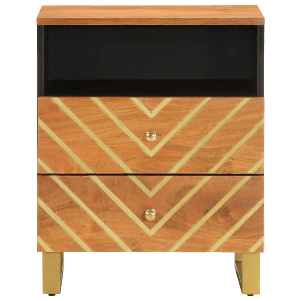 Nachtkastje 50x33x60 cm massief mangohout bruin en zwart MeubelReus
