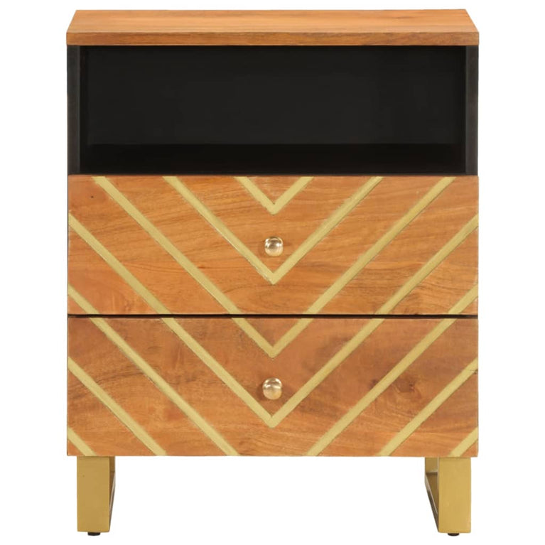 Nachtkastje 50x33x60 cm massief mangohout bruin en zwart MeubelReus