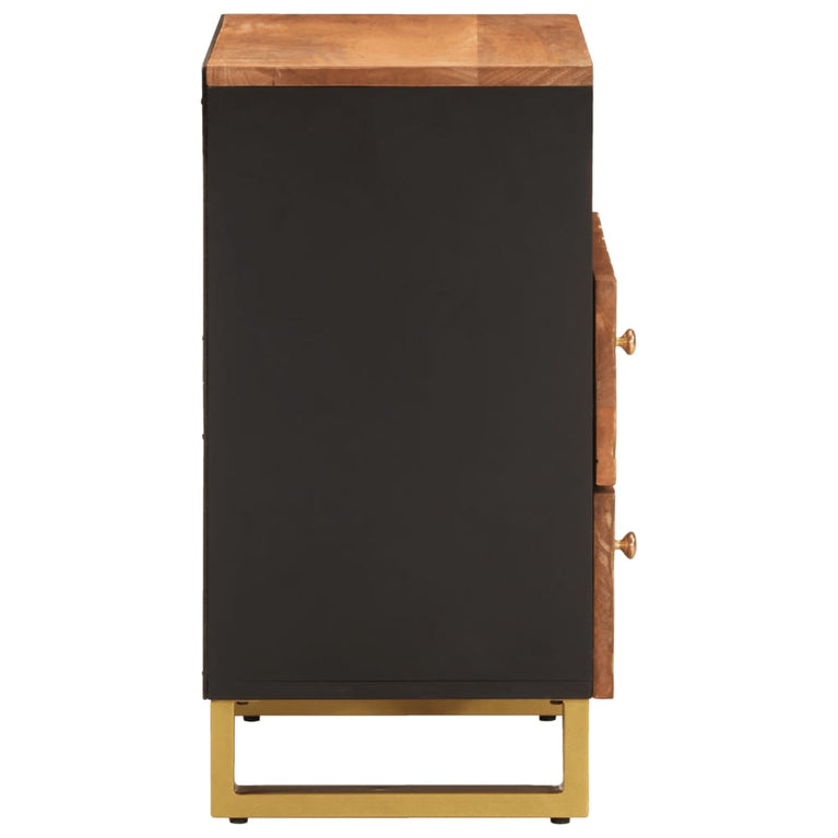 Nachtkastje 50x33x60 cm massief mangohout bruin en zwart MeubelReus